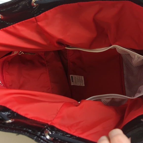 LeSportsac Black Backpack with Red, Pink, White Hearts - Picture 7 of 9